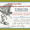 Lecture flyer. Image of American flag, eagle biting snake