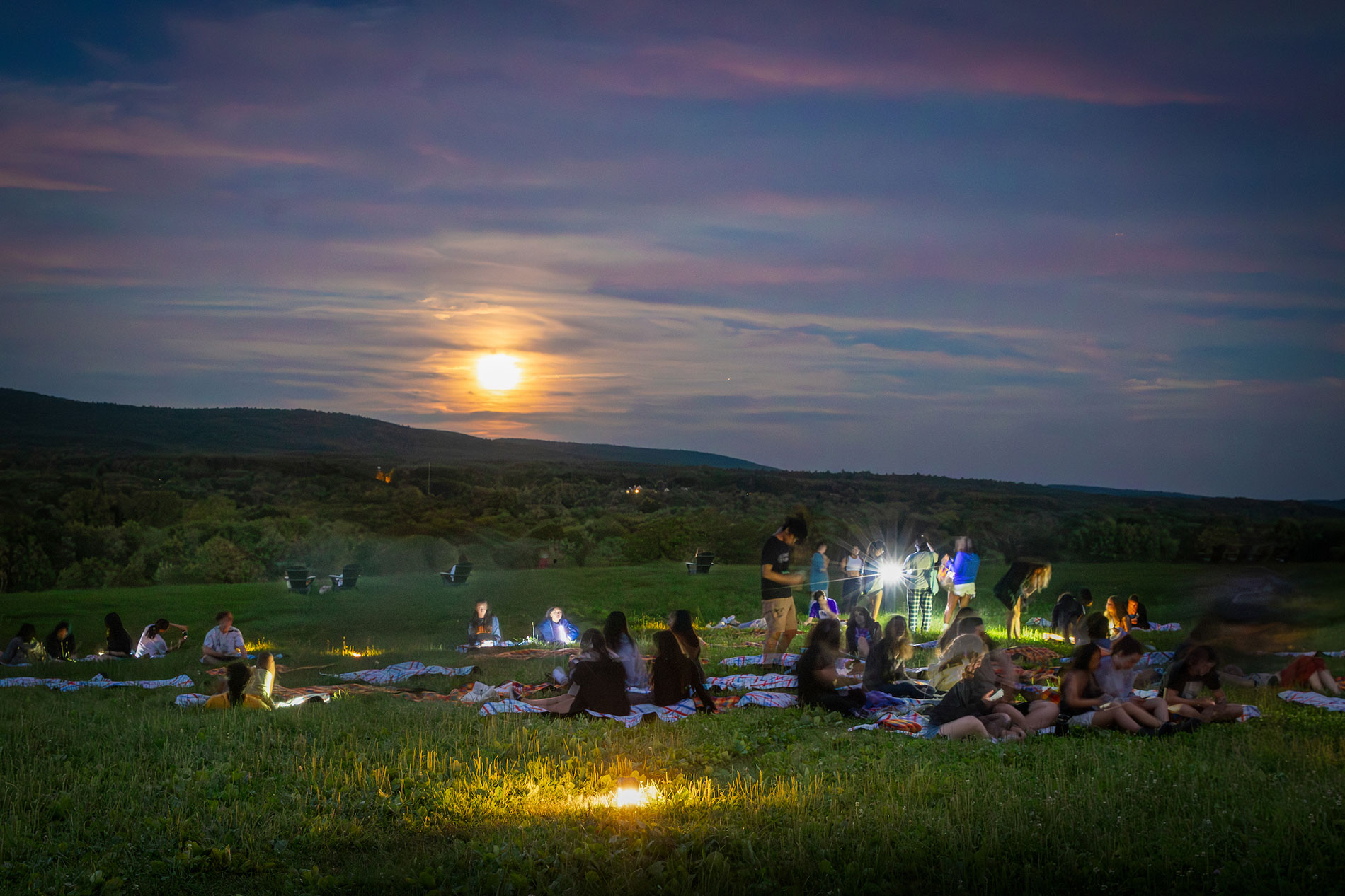 A full moon over the Book andPlow farm.