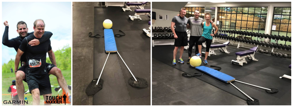 Three pictures of people working out