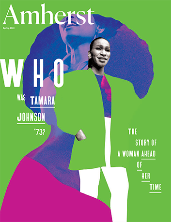 Cover of the magazine with an illustration of a woman, standing, superimposed over a silhouette of a woman's head and upper body.