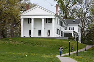 A photo of the Marsh residence hall in spring