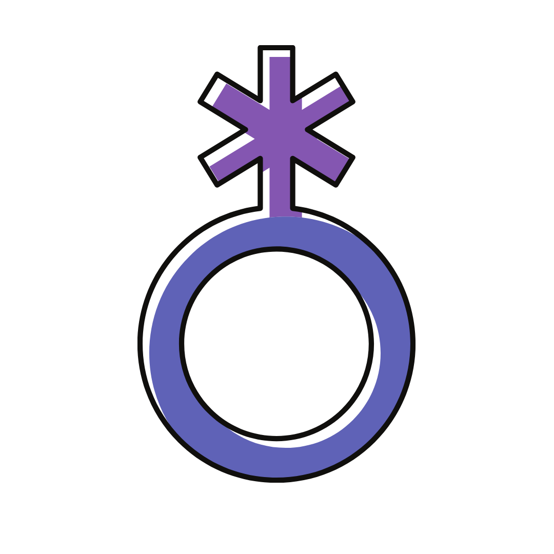 LBGTQ symbol in purple and blue