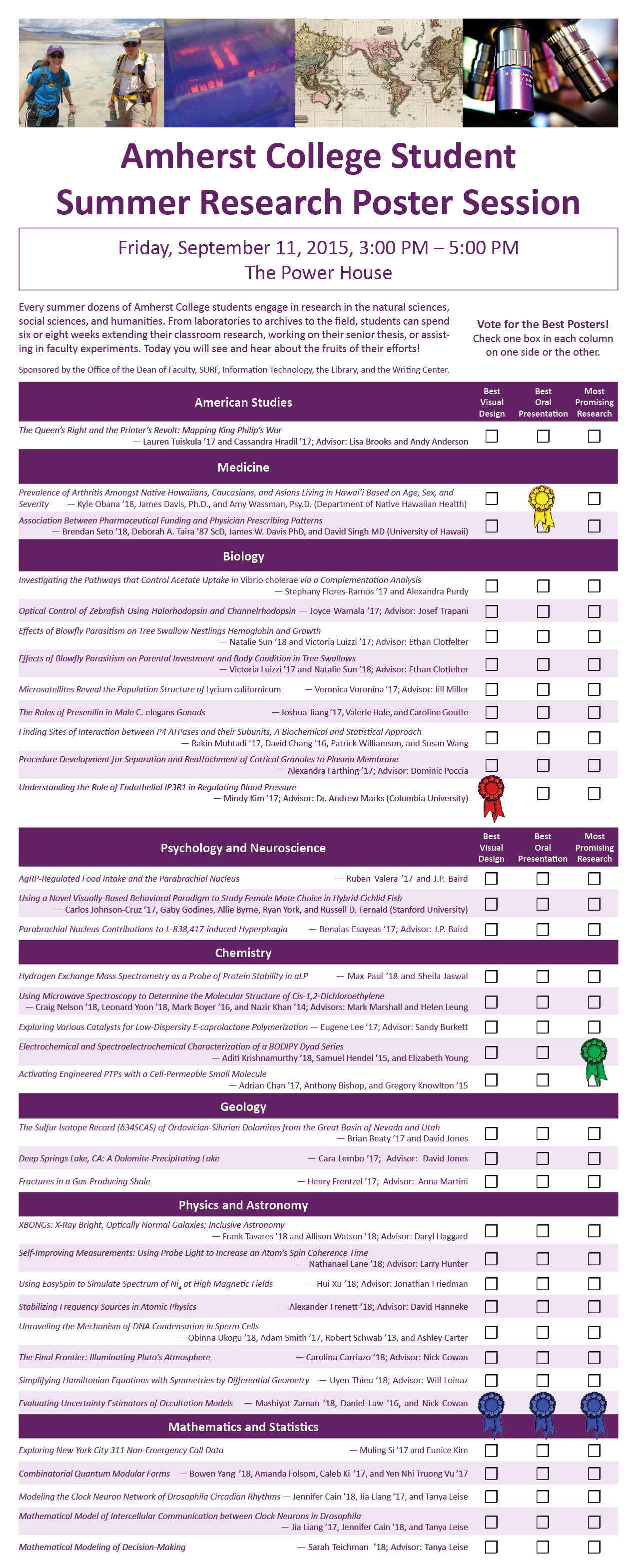 Student Summer Research Poster Session 2015