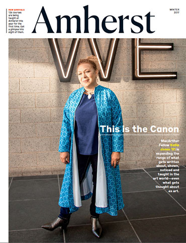 Magazine cover with photo and text highlighting a story about Kellie Jones ’81.