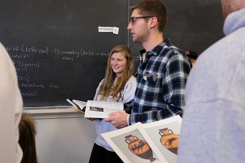 Students in Professor Olsen's Sport and Spectacle class