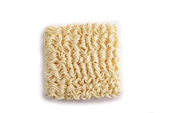 Block of uncooked instant noodles