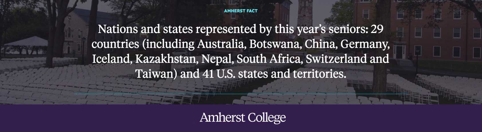 Nations and states represented by this year's senior class: Amherst College