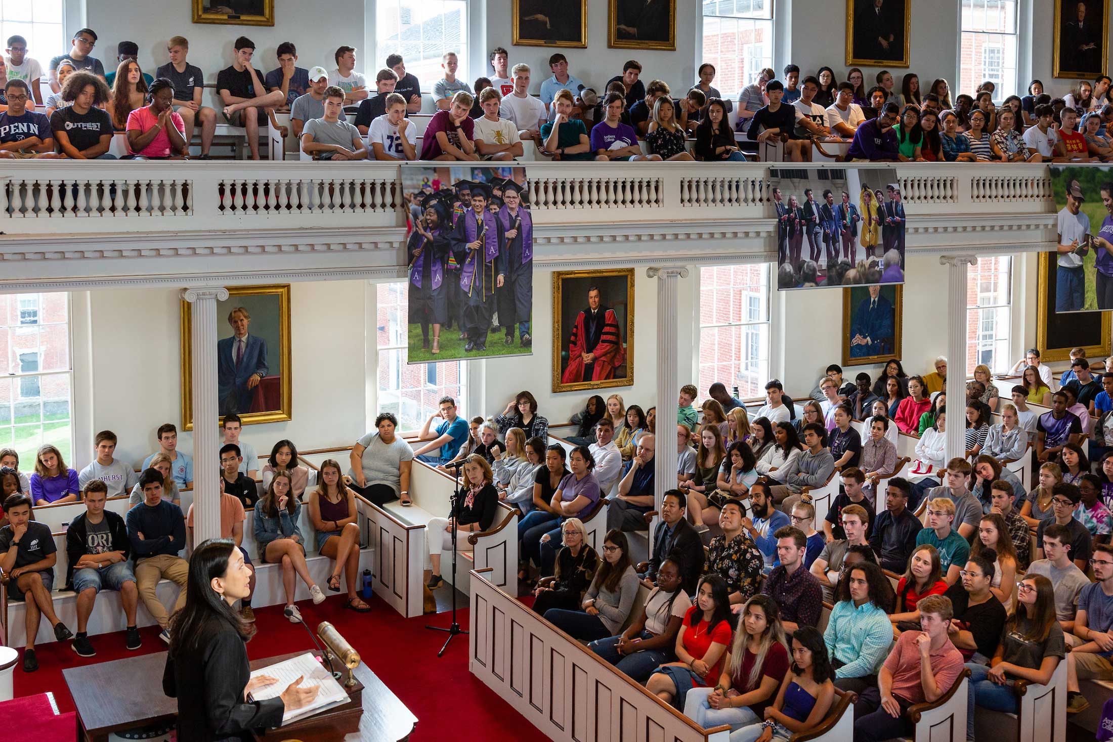 Min Jin Lee speaking to the incoming class.