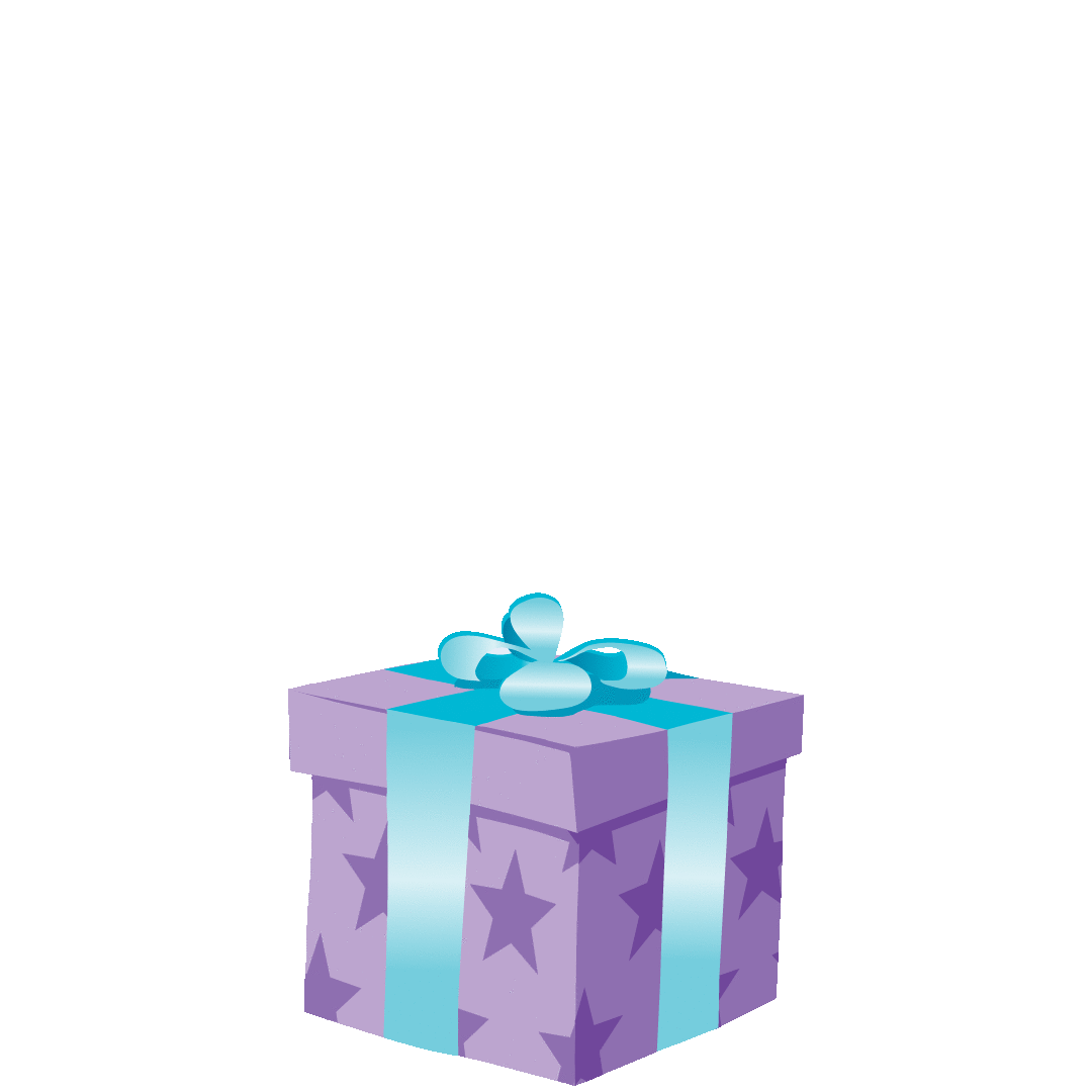 An animated present opening
