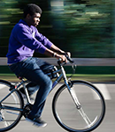 student on bicycle
