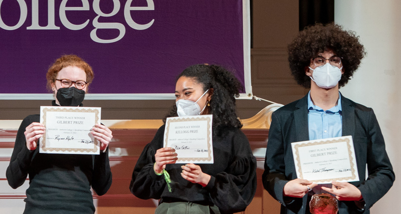 2022 speaking competitors on stage in Johnson Chapel