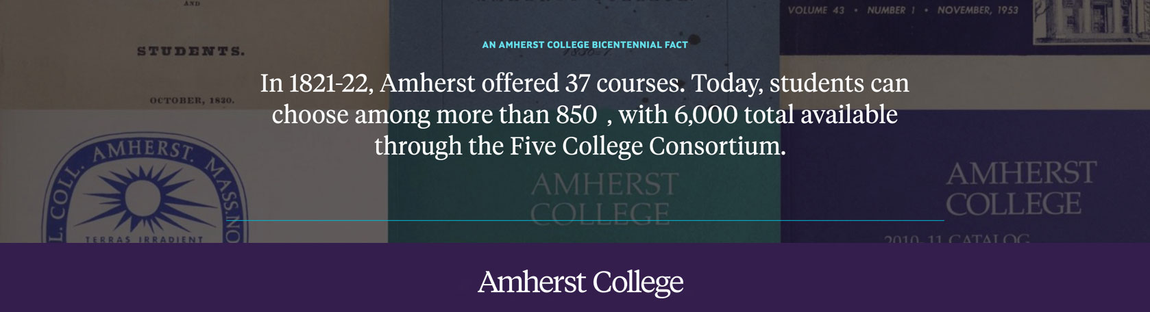 A collage of Amherst College course catalogs