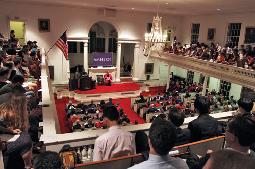 The crowd in Johnson Chapel for convocation