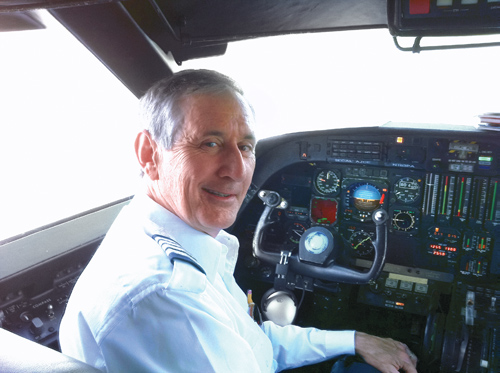 Randy Davis ’76 in cockpit