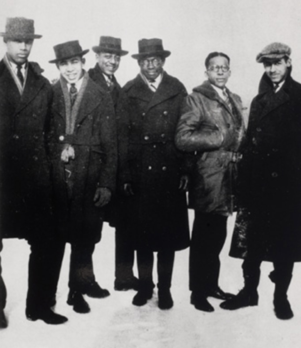 Six African American Amherst students pose for a photo in 1923