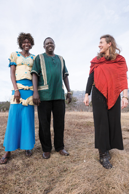 From left,  Adieu Dau Thiong, Atem Deng and  Adrie Kusserow ’88