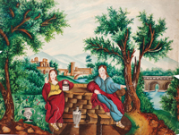 Watercolor of "Christ and the Samaritan Woman"