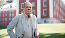 William H. Prichard ’53 in front of Johnson Chapel