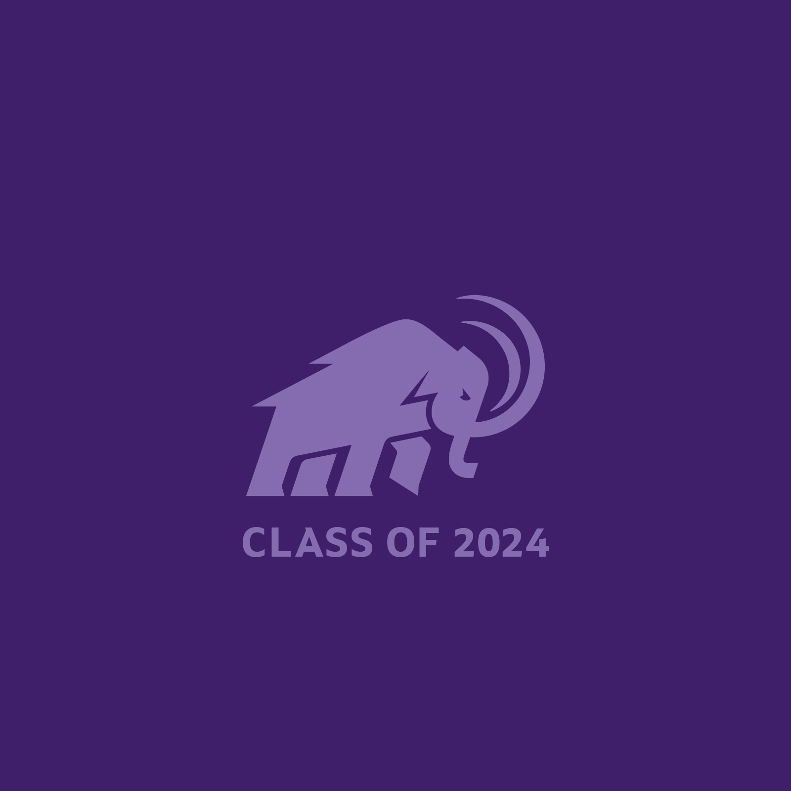 Class of 2024 with mammoth on purple background