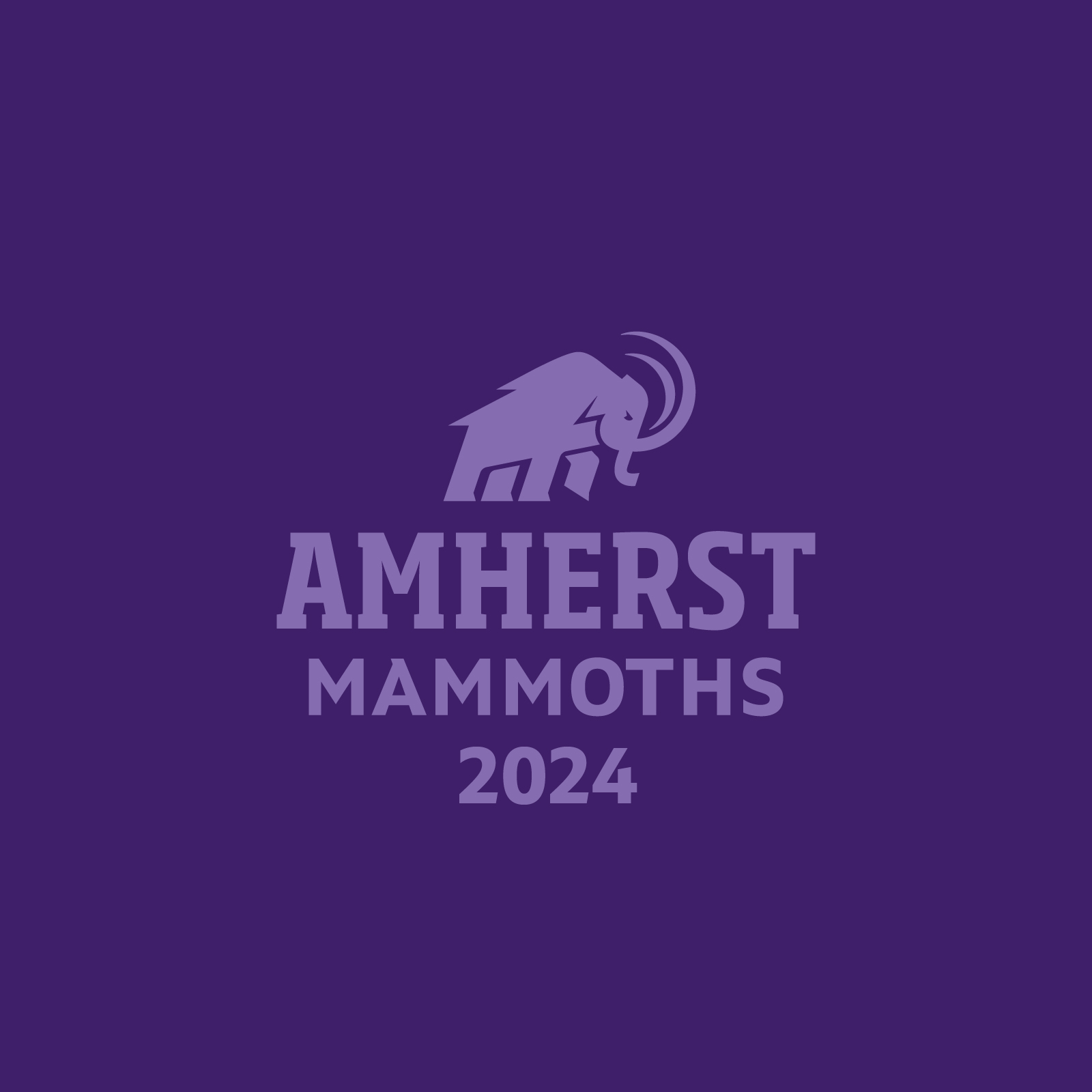 Amherst Mammoths 2024 with mammoth on purple background