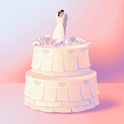 An illustration of a wedding cake