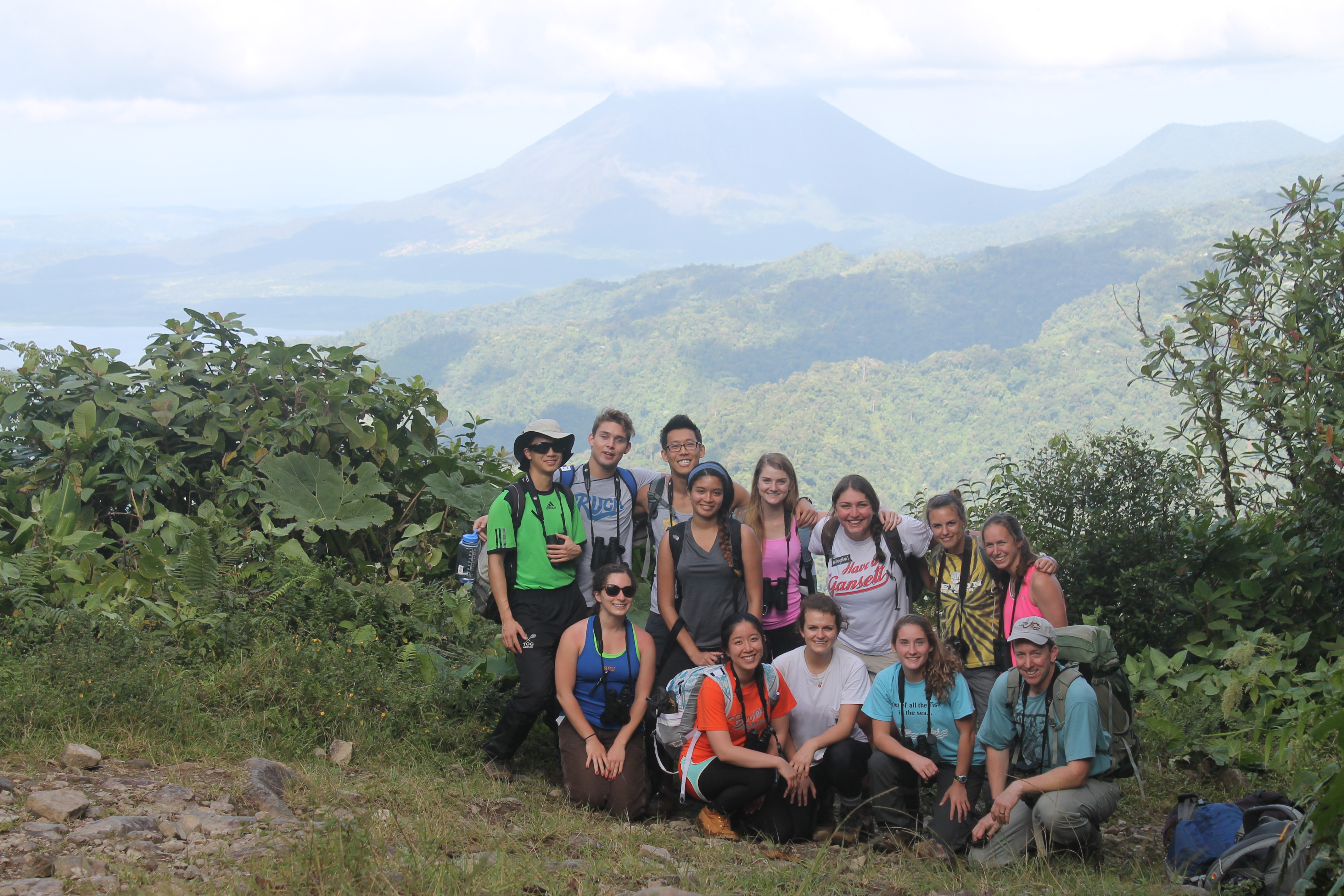 Students from BIOL-454 on hillside in Costa Rica, Interterm 2014