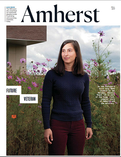 Magazine cover with text and a photo highlighting a story about Rebecca Segal ’18.