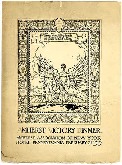 nvitation to the “Amherst Victory Dinner,” Hotel Pennsylvania, February 1919