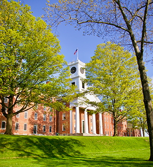 A photo of Johnson Chapel in the spring
