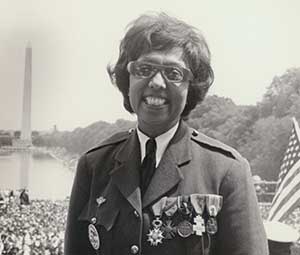 JOSEPHINE BAKER WEARING HER MEDALS FROM HER SERVICE IN THE FRENCH RESISTANCE DURING WORLD WAR II, AT THE MARCH ON WASHINGTON, 19