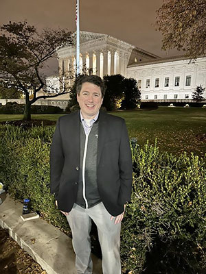 Matt McGann in front of the US Supreme Court building in Washington DC.