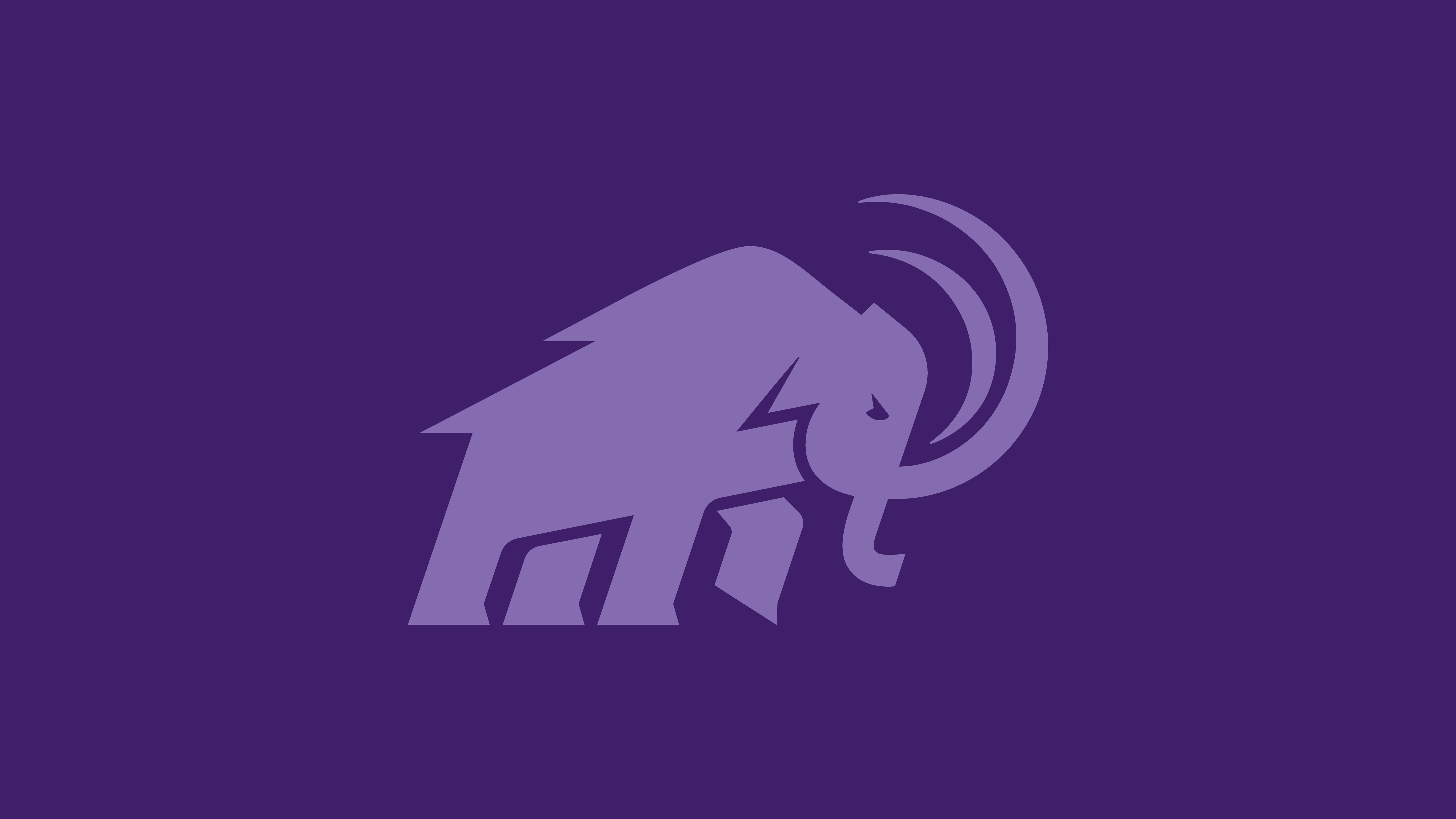 Light purple mammoth logo on dark purple background