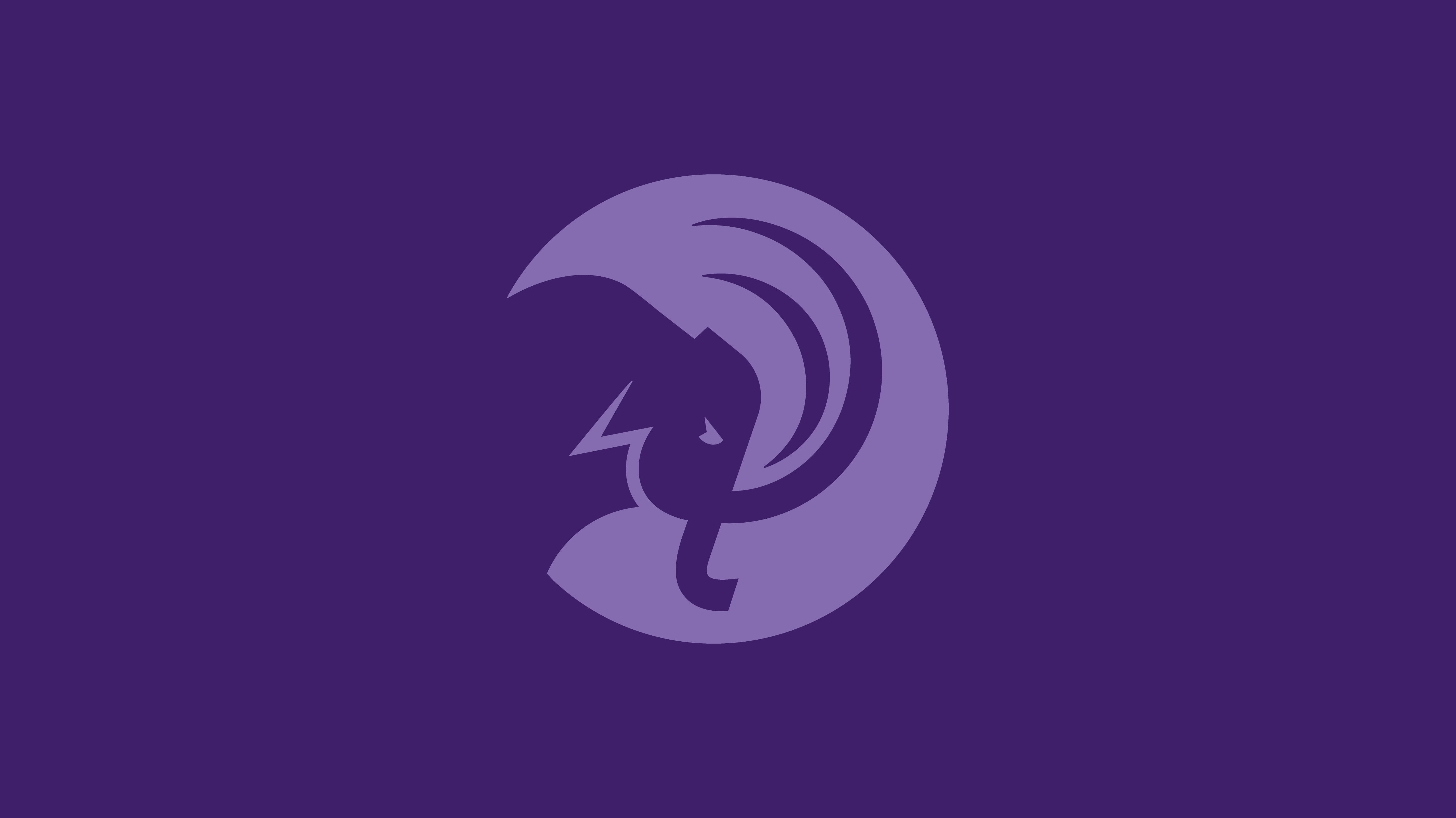 Light purple mammoth head circular logo on dark purple background