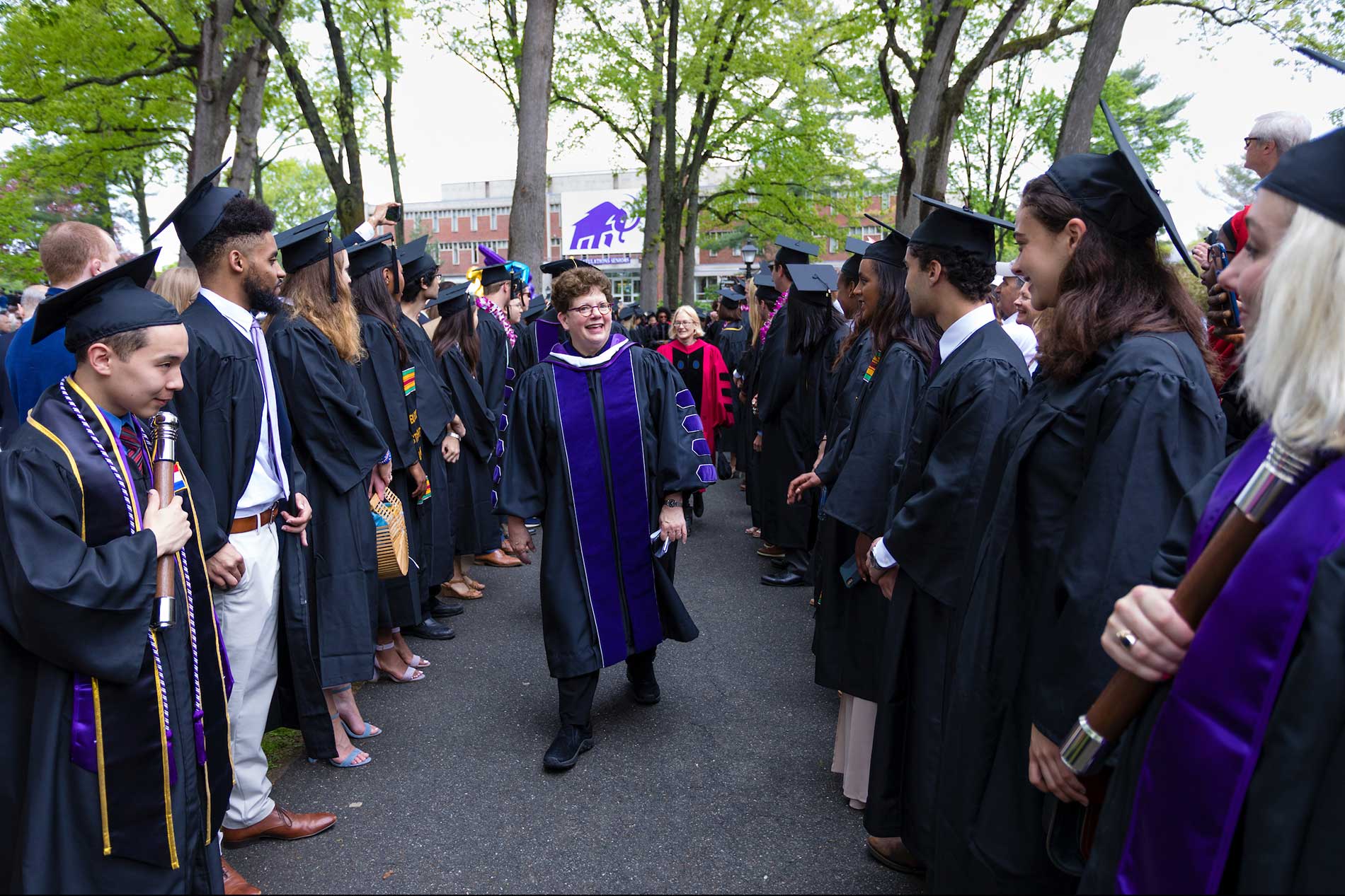 President Martin heading to the stage during 2018 Commencement.