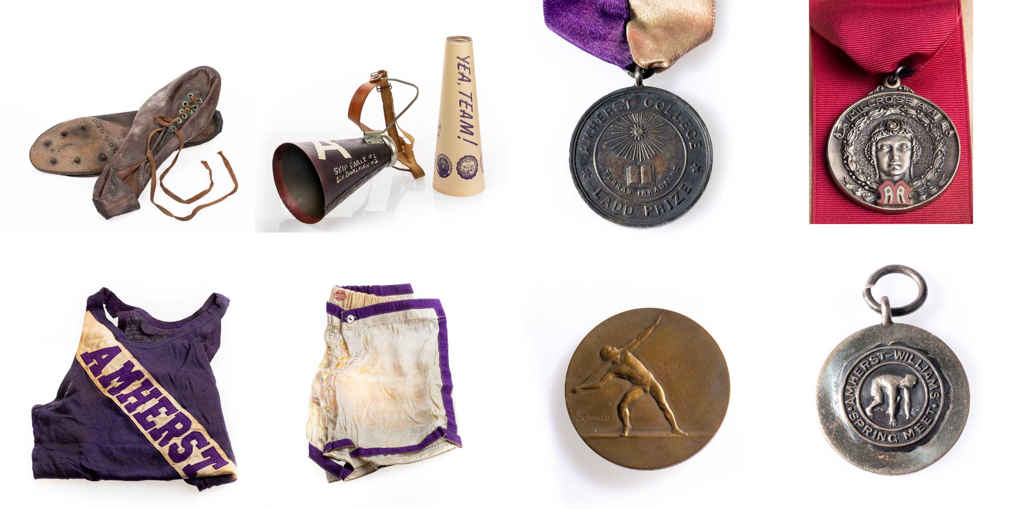 assorted athletic medals and ribbons