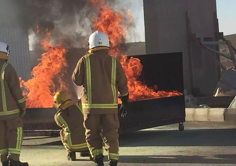 White Helmets training to put out fires