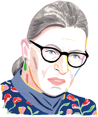 An illustration of a portrait of Ruth Bader Ginsburg