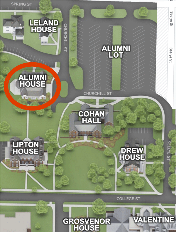 Alumni House on campus map