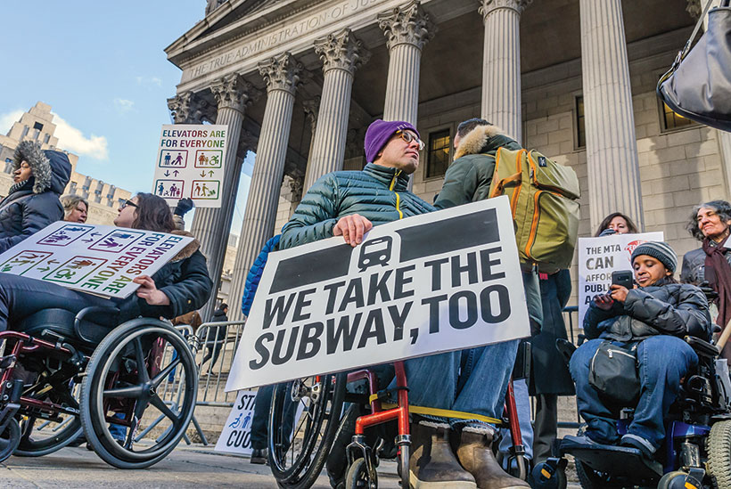 Protesting in New York about subway accessibility