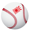 Baseball with Japanese flag