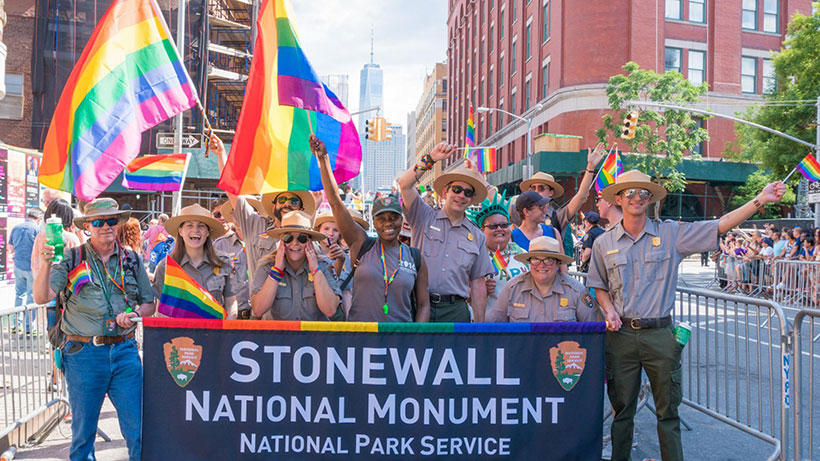 National Park Services members celebrating the Stonewall National Monument