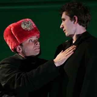 Two actors performing "Boris Godunov" at the Voronezh Chamber Theater