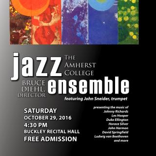 Event poster featuring a row of colorful abstract images on top, and white text against a dark background below