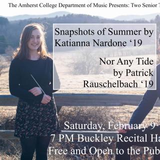 Event poster showing Nardone and Rauschelbach outdoors, in front of a wooden fence and a field