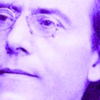 Purple closeup of Gustav Mahler's face