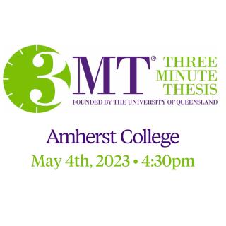 Event banner showing the 3-Minute thesis logo: a circular green clock face with a white numeral 3 inside