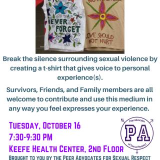 5 College Clothesline Project T-Shirt Making with the Peer Advocates for Sexual Respect