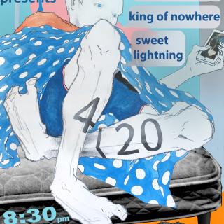 Event poster featuring a stylized illustration of a person lying on a bed and holding a smartphone