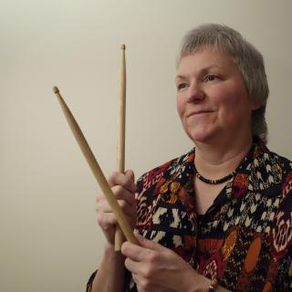 Claire Arenius with her drumsticks