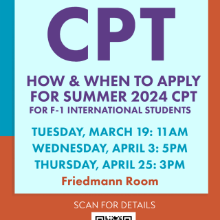 Curricular Practical Training (CPT) Info Session Graphic